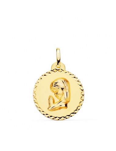 18K MEDALLA ORO AMARILLO VIRGEN NIÑA TALLA CRUZADA. 20 MM