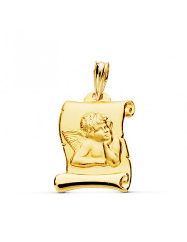 18K MEDALLA  ANGEL BURLON ORO AMARILLO PERGAMINO. 20X16 MM