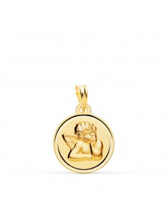 18K MEDALLA ORO AMARILLO REDONDA ANGELITO BURLON BISEL 16 MM