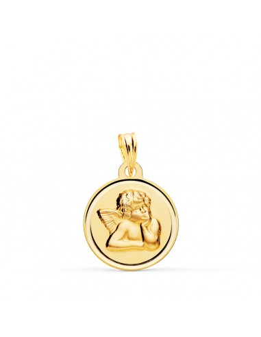 18K MEDALLA ORO AMARILLO REDONDA ANGELITO BURLON BISEL 16 MM
