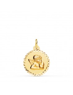 18K MEDALLA ORO AMARILLO ANGELITO BURLON CERCO TALLADO 16 MM