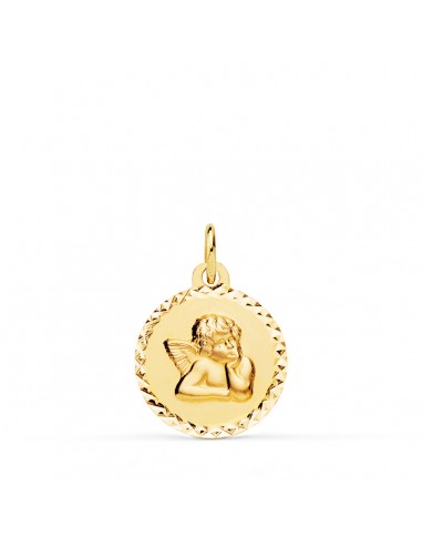 18K MEDALLA ORO AMARILLO ANGELITO BURLON CERCO TALLADO 16 MM