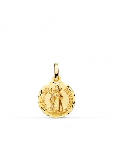 18K MEDALLA ORO AMARILLO NIÑO DEL REMEDIO TALLADA 14 MM