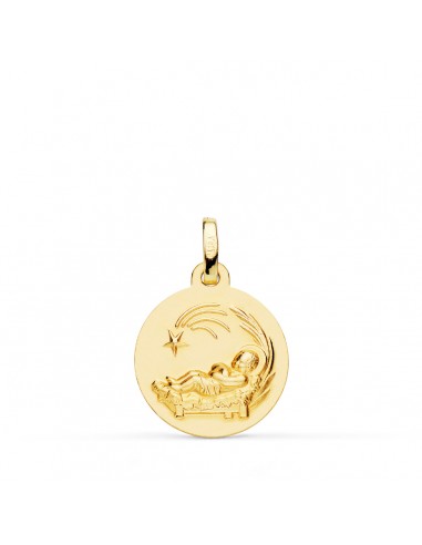 18K MEDALLA ORO AMARILLO NIÑO DEL PESEBRE LISA 16 MM