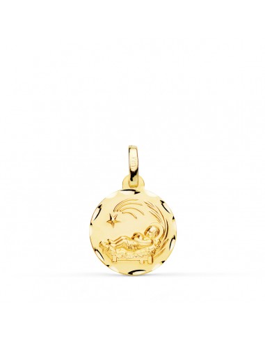 18K MEDALLA ORO AMARILLO NIÑO DEL PESEBRE TALLADA 14 MM