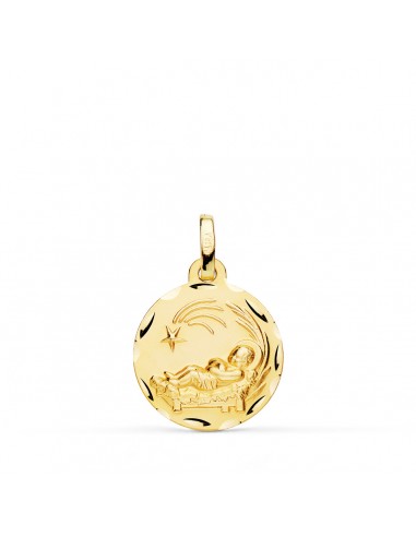 18K MEDALLA ORO AMARILLO NIÑO DEL PESEBRE TALLADA 16 MM