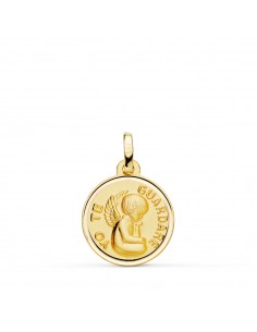 18K MEDALLA ORO AMARILLO ANGEL " YO TE GUARDARE " BISEL 16 MM