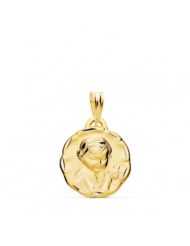 18K MEDALLA ORO AMARILLO ANGEL QUERUBIN TALLADO 15 MM