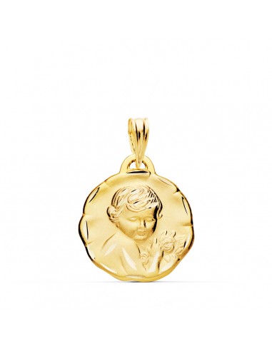 18K MEDALLA ORO AMARILLO ANGEL QUERUBIN TALLADO 19 MM