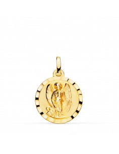 18K MEDALLA ORO AMARILLO ANGEL DE LA GUARDA BORDE TALLADO 18 MM