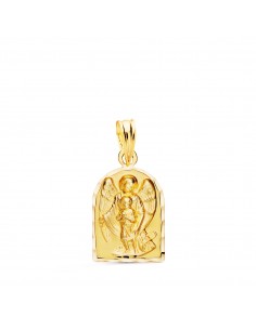18K MEDALLA ORO AMARILLO CAPILLA ANGEL DE LA GUARDA BORDE TALLADO 18X11 MM