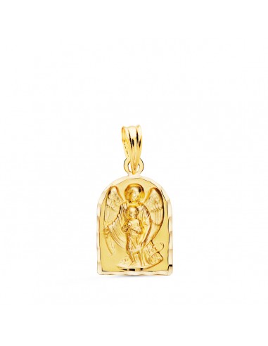 18K MEDALLA ORO AMARILLO CAPILLA ANGEL DE LA GUARDA BORDE TALLADO 18X11 MM