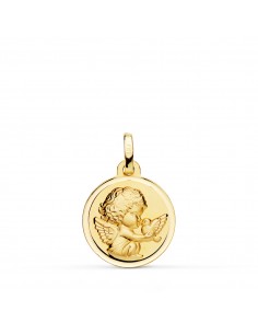 18K MEDALLA ORO AMARILLO ANGEL BURLON CON PALOMA BISEL 16 MM