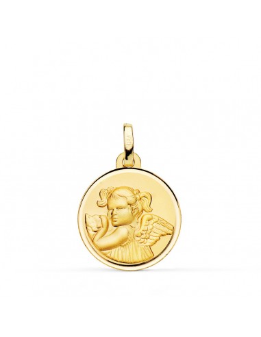 18K MEDALLA ORO AMARILLO ANGEL NIÑA REVOLTOSA BISEL 18 MM