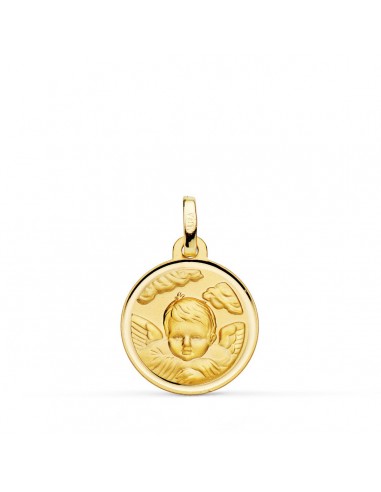 18K MEDALLA ORO AMARILLO ANGEL NIÑO EN LA NUBE BISEL 16 MM