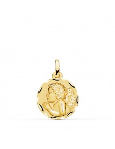 18K MEDALLA ORO AMARILLO ANGEL " NIÑO PIADOSO " REZANDO TALLADO 16 MM