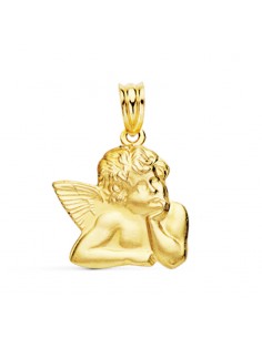 18K COLGANTE ANGELITO BURLON SILUETA. 20 X 17 MM.