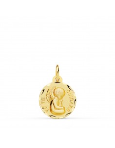18K MEDALLA ORO AMARILLO ANGELITO "YO TE CUIDARE" TALLADA. MEDIDA: 14 MM