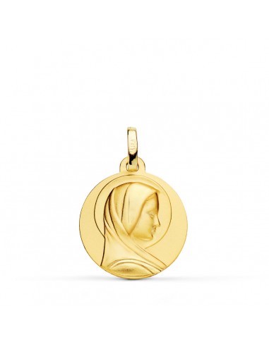 18K MEDALLA ORO AMARILLO MARIA FRANCESA LISA MATIZADA 18 MM