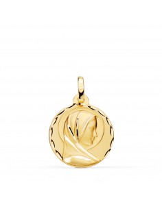 18K MEDALLA ORO AMARILLO MARIA FRANCESA TALLADA MATIZADA 18 MM