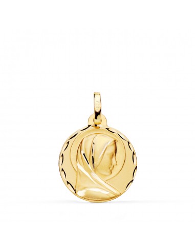 18K MEDALLA ORO AMARILLO MARIA FRANCESA TALLADA MATIZADA 18 MM