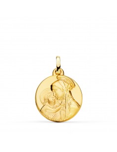 18K MEDALLA ORO AMARILLO MADRE " DIVINA TERNURA " 18 MM