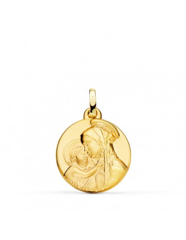 18K MEDALLA ORO AMARILLO MADRE " DIVINA TERNURA " 18 MM