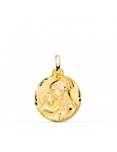 18K MEDALLA ORO AMARILLO MADRE " DIVINA TERNURA " TALLADA 18 MM