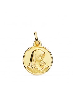 18K MEDALLA ORO AMARILLO MADRE AMOR MATERNAL 16 MM