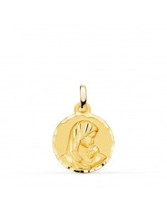 18K MEDALLA ORO AMARILLO MADRE AMOR MATERNAL TALLADA 16 MM
