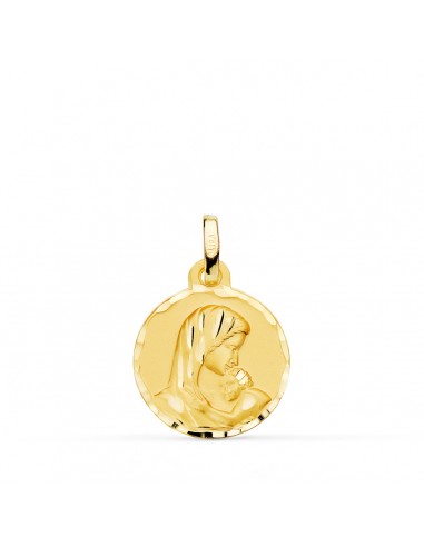18K MEDALLA ORO AMARILLO MADRE AMOR MATERNAL TALLADA 16 MM