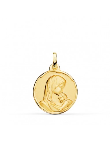 18K MEDALLA ORO AMARILLO VIRGEN MADRE AMOR MATERNAL 18 MM