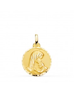 18K MEDALLA ORO AMARILLO MADRE AMOR MATERNAL TALLADA 18 MM