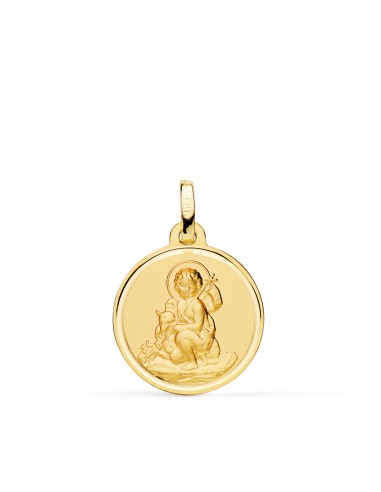 18K MEDALLA ORO AMARILLO SAN JUAN BAUTISTA MATIZADA BISEL 18 MM