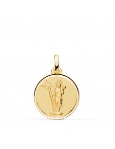 18K MEDALLA ORO AMARILLO SANTA ELENA BISEL MATIZADA 18 MM.