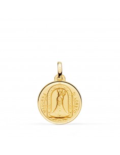 18K MEDALLA ORO AMARILLO VIRGEN DE LORETO CON BISEL Y MATIZADA. MEDIDA: 16 MM