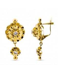 18K PENDIENTES ORO AMARILLO CON CUBANAS 29X13 MM CIERRE CATALAN