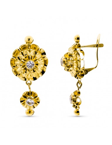 18K PENDIENTES ORO AMARILLO CON CUBANAS 29X13 MM CIERRE CATALAN
