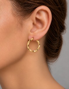 18K AROS ORO AMARILLO MATE Y BRILLO 25X2.5 MM 2
