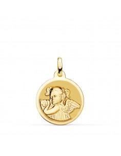 18K MEDALLA ORO AMARILLO ANGEL NIÑA REVOLTOSA BRILLO. 18 MM