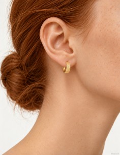 18K AROS ORO AMARILLO GRECA HUECOS 14 MM ANCHO 4MM 2