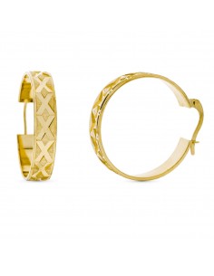 18K AROS ORO AMARILLO TALLADOS MACIZOS. 23 X 5 MM.