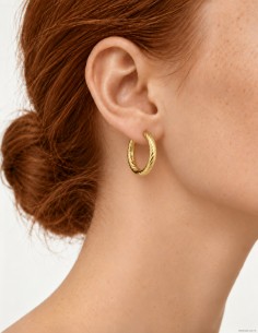 18K AROS ORO AMARILLO HUECOS BRILLO 21 MM 2