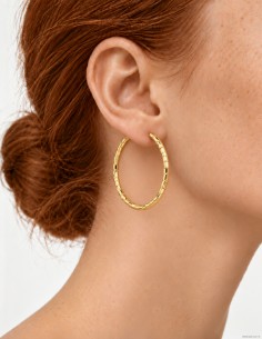 18K PENDIENTES AROS HUECOS CUADRADOS ORO AMARILLO 44 MM 2