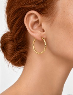 18K AROS ORO AMARILLO HUECOS CUADRADOS 34 MM 2