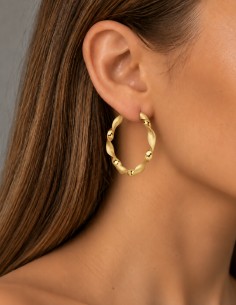 18K AROS ORO AMARILLO MATE Y BRILLO HUECOS 31 MM 2