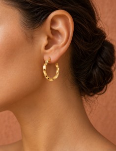 18K AROS ORO AMARILLO RELIADOS HILO 21X3 MM 2