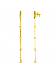 18K PENDIENTES ORO AMARILLO LARGOS CADENA TRAMOS LISO