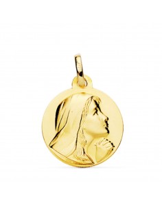 18K MEDALLA VIRGEN MARIA REZANDO MATIZADA 18 MM