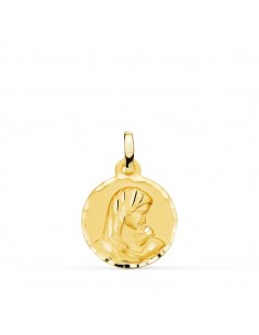 18K MEDALLA MADRE AMOR MATERNAL TALLADA 16 MM